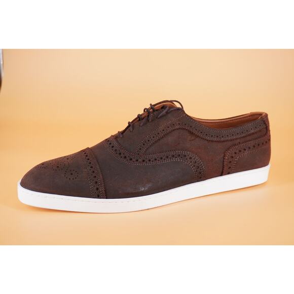 Allen Edmonds Strand Cap Toe Brown Suede Oxford Sneaker SZ 11 New $325 Allen Edmonds Strand Oxford Sneakers Brown Waxed Suede 11 D  main image 4